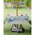 thumbnail image 4 of Fsddascl Yellow Blue Ombre Outdoor Tablecloth - 54 Inch Round Dining Table Cover, Abstract Modern Art Fluid Striped Waterproof Outdoor Table Cloth with Umbrella Hole & Zipper for Picnic/Patio/Party, 4 of 7