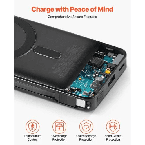Magnetic Power Bank 10000 mAh Battery Pack Wireless MagSafe-Compatible Portable Charger