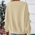 thumbnail image 5 of ClodeEU Women's Sequin Crew Neck Bow Sweatshirt ,Long Sleeve Casual Loose Trendy Fall Pullover Top Khaki,Womens Plus S, 5 of 8