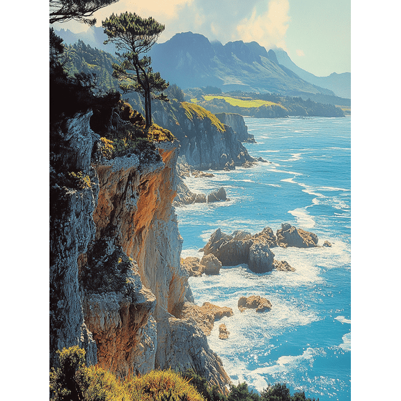 Coastal Cliff Ocean Landscape Canvas Print/Wall Art, Suitable for Living Room, Bedroom, Office, Hotel, and Gallery Decoration.