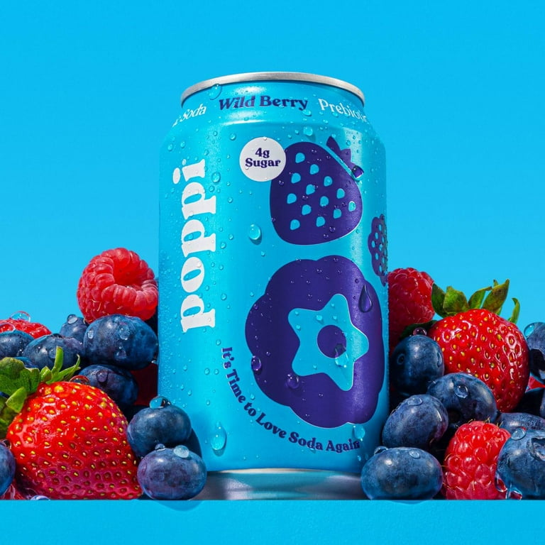 DSD Beverages, Poppi Wild Berry Prebiotic Soda, 12 fl oz Can