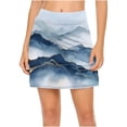 thumbnail image 4 of LEBONYARD Women's Stretchy Flared Yoga Skort,Women's Summer Ink Wash Print Pleated Tennis Skirts Stretchy Yoga Fake Two Piece Shorts Skirt Blue XL, 4 of 7