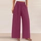 thumbnail image 2 of Pantalones de la Cintura Elástica de las Mujeres de Color Sólido Bolsillo Casual Pantalones de Moda 95% Poliéster 5% Spandex, Nuevos Pantalones Estirables para el Uso Diario, 2 of 9
