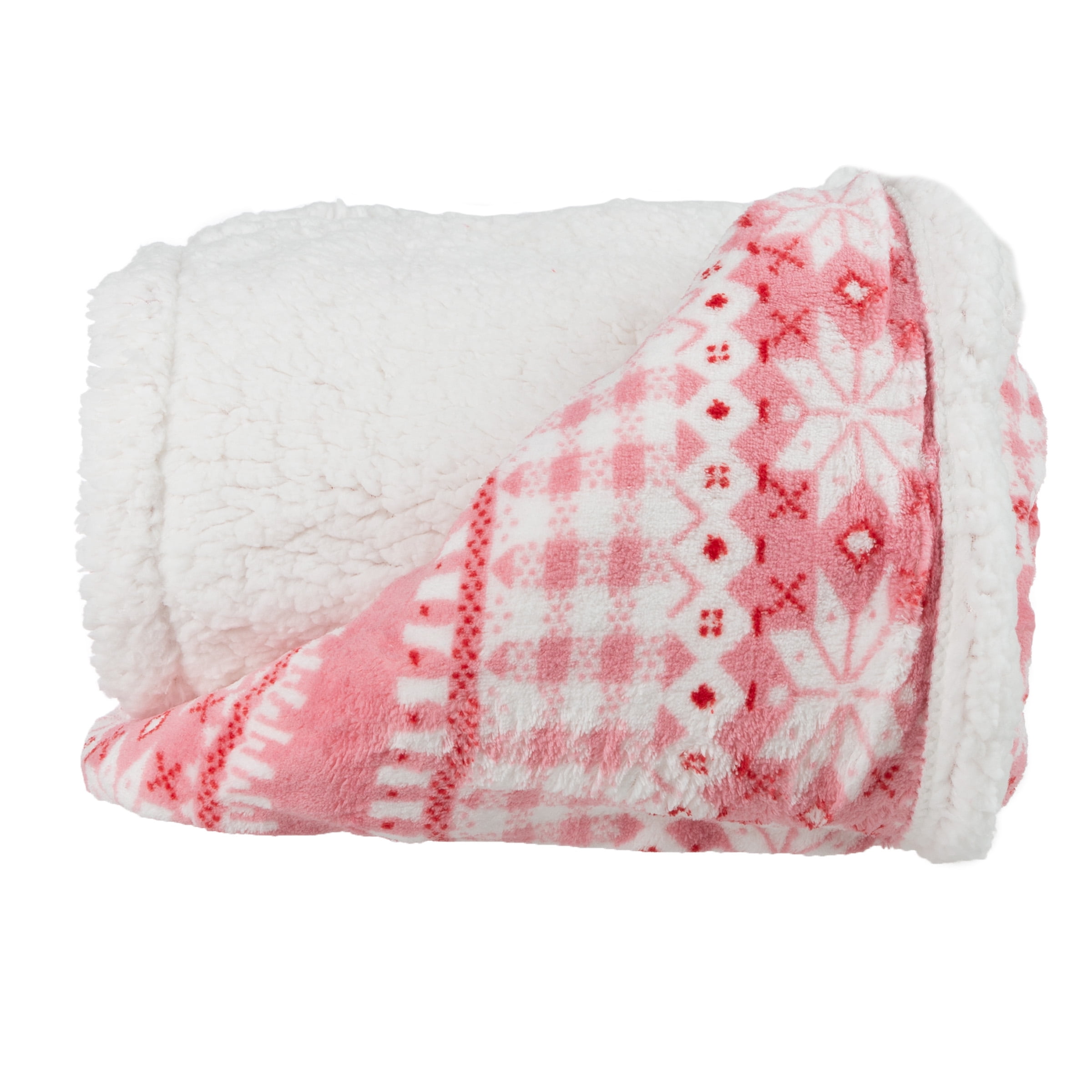 Somerset Home 50x60 Fleece Blanket - Machine Washable Throw Blanket for Couch, Bed and Sofa with Snowflakes (Pink)