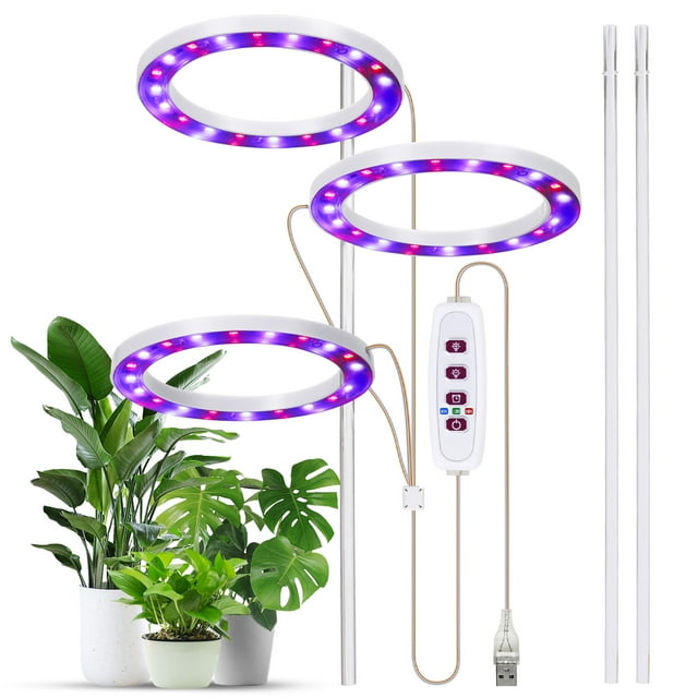 Tignapoo Lumière de Culture de Plantes LED Réglable à 360° avec Gradation à 5 Niveaux, Minuterie 8H/12H/16H, Alimentée par USB 5V, Spectre Rouge et Bleu pour Plantes d'Intérieur, Succulentes et Semis