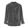 thumbnail image 1 of Men‘s Baggy Solid Cotton Linen Long Sleeve Button Pocket Plus Size T Shirts, 1 of 5