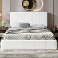 thumbnail image 2 of Einfach Queen Size Storage Bed Frame, Lift Up Velvet Platform Bed with Adjustable Upholstered Headboard, No Box Spring Needed, White, 2 of 11