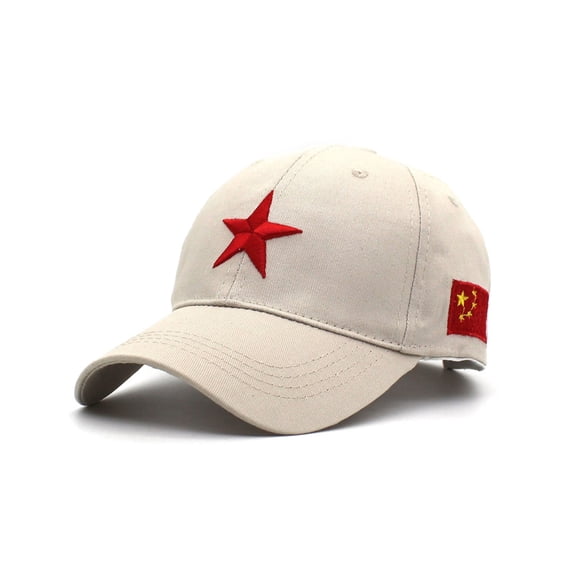 Mens Adjustable Strap China Red Five Point Star Military Dad Hats Unisex Chinese Flag Mao Army Baseball Caps(BG)