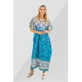 thumbnail image 4 of Women Kaftan Tunic Kimono Free Size Long Maxi Party Dress for Loungewear Holidays Nightwear Dresses - One Size, 162-Aqua Jewel, 4 of 6