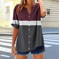 thumbnail image 5 of Womens Button Down Shirts Lined Short Sleeve Business Casual Tops 2025 Collared Summer T Shirts Work Striped Blouses, 5 of 5