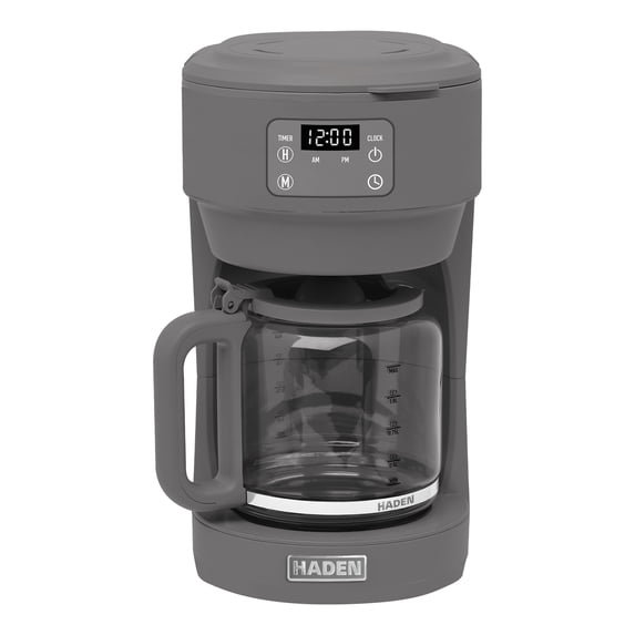 Open Box Haden 10 Cup Digital Drip Coffee Maker w/Glass Carafe, Grey & Chrome