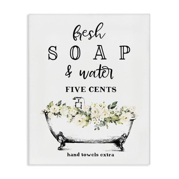 Stupell Industries Farmhouse Fresh Soap & Water Bath Tub Canvas Art, 24 x 30, by Lettered and Lined