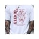thumbnail image 1 of Camiseta informal con estampado Ezequiel para hombre, 100 % algodón, manga corta, cuello redondo, corte regular, tejido de punto, 180 g, color blanco, 1 of 7