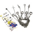 thumbnail image 4 of Anime Hunter X Hunter Kurapika 5 Rings Chains Punk Style Black Steel Ring Long Bracelet, 4 of 8