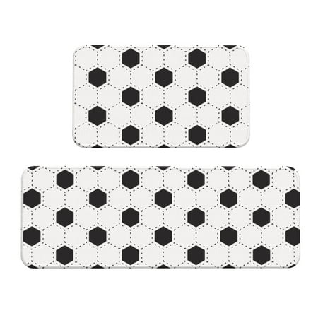 

Kitchen Floor Mat 2 Sets Of Anti-Fouling Absorbent Quick-Drying Floor Mat For Kitchen Door Mat Laundry Room Restaurant Office Farm Football Black And White