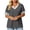 Dark Gray, variant on Women's Contrast Crisscross Cutout V Neck Striped Cuff Short Sleeve Loose T-Shirt Soft Cotton Summer