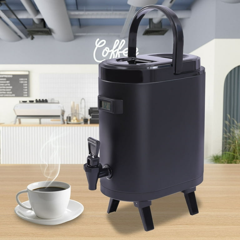 Oukaning 8L/2.11Gal Cold Hot Insulated Beverage Dispenser Hot Cold Beverage Jar Coffee Tea Milk Dispenser w/Handle Black, Size: 8L/2.11Gal-black