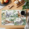thumbnail image 2 of Tropical Animals Placemats Set of 8 Summer Elephant Giraffe Leopard Zebra Place Mats Indoor Wipeable Table Mats Washable Cloth Dining Table Placemats for Kitchen Holiday Party Home Decor 13x19 Inch, 2 of 9