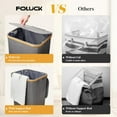 thumbnail image 6 of Large Laundry Hamper, 100L Waterproof Laundry Basket with Lid and Removable Bag, Collapsible Tall Clothes Hamper with Bamboo Handles for Clothes Toys in Dorm Bedroom Bathroom, Grey, 6 of 6