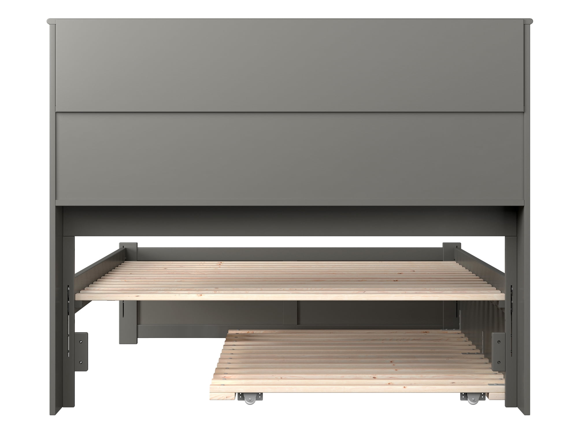 AFI Newport Full Solid Wood Platform Bed with Footboard & Twin Trundle in Grey