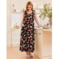 thumbnail image 3 of Ekouaer Nightgowns for Women Sleeveless Sleepshirt Long Print House Dress Tank Nightshirt Maxi Casual Dress with Pockets, 3 of 6