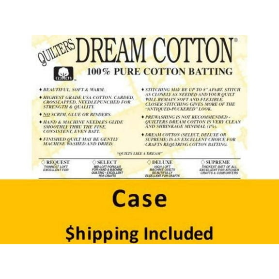 N8TH Dream Cotton Natural Supreme Batting (Case(10), Throw 60 in x 60  in) shipping included*