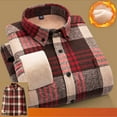 thumbnail image 5 of LODIENY Men's Cotton Flannel Shirt Jacket Casual Sherpa Fleece Lined Long Sleeve Plaid Button Down Shirt Big and Tall Regular Fit Heavyweight Thermal Outwear Shacket Tops Red M, 5 of 5
