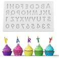thumbnail image 1 of Molde de silicona para letras, molde de números, molde de alfabeto de bricolaje, moldes de chocolate para fondant, moldes antiadherentes para decoración de pasteles de cumplea?os (2 piezas, gris + rosa LingWen 1327533423007, 1 of 1