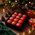 thumbnail image 4 of 12 Pack Vintage Christmas Ornaments, 8Cm Embossed Gold Shatterproof Baubles, Antique Style Hanging Tree Decor Balls for Xmas Holiday Display, Red, 4 of 6