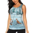 thumbnail image 1 of Fotbe Gnome And Red Fox Fishing Blusas Sin Mangas para Mujer – Estilo Casual, Corte Suelto, Slim-Fit, Cuello Redondo Deportivo, Tops de Verano para Gimnasio y Yoga-XX-Large, 1 of 7