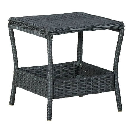 Patio Table Dark Gray 17.7"x17.7"x18.3" Rattan Grey
