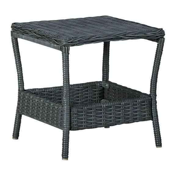 Patio Table Dark Gray 17.7"x17.7"x18.3" Rattan Grey