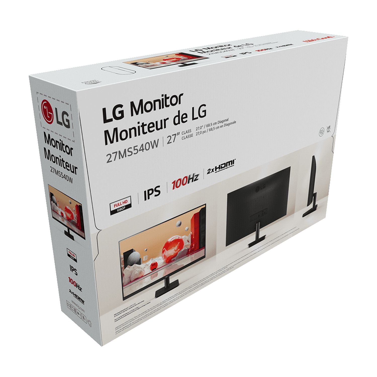 LG 27" IPS 1080p FHD 100Hz Computer Monitor, 27MS540W-B