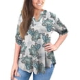 thumbnail image 2 of Tops de mujer Camisas de manga 3/4 con cuello en V Blusas de tallas grandes Top tipo túnica Fokelyi CZMR-ST266-17, 2 of 4