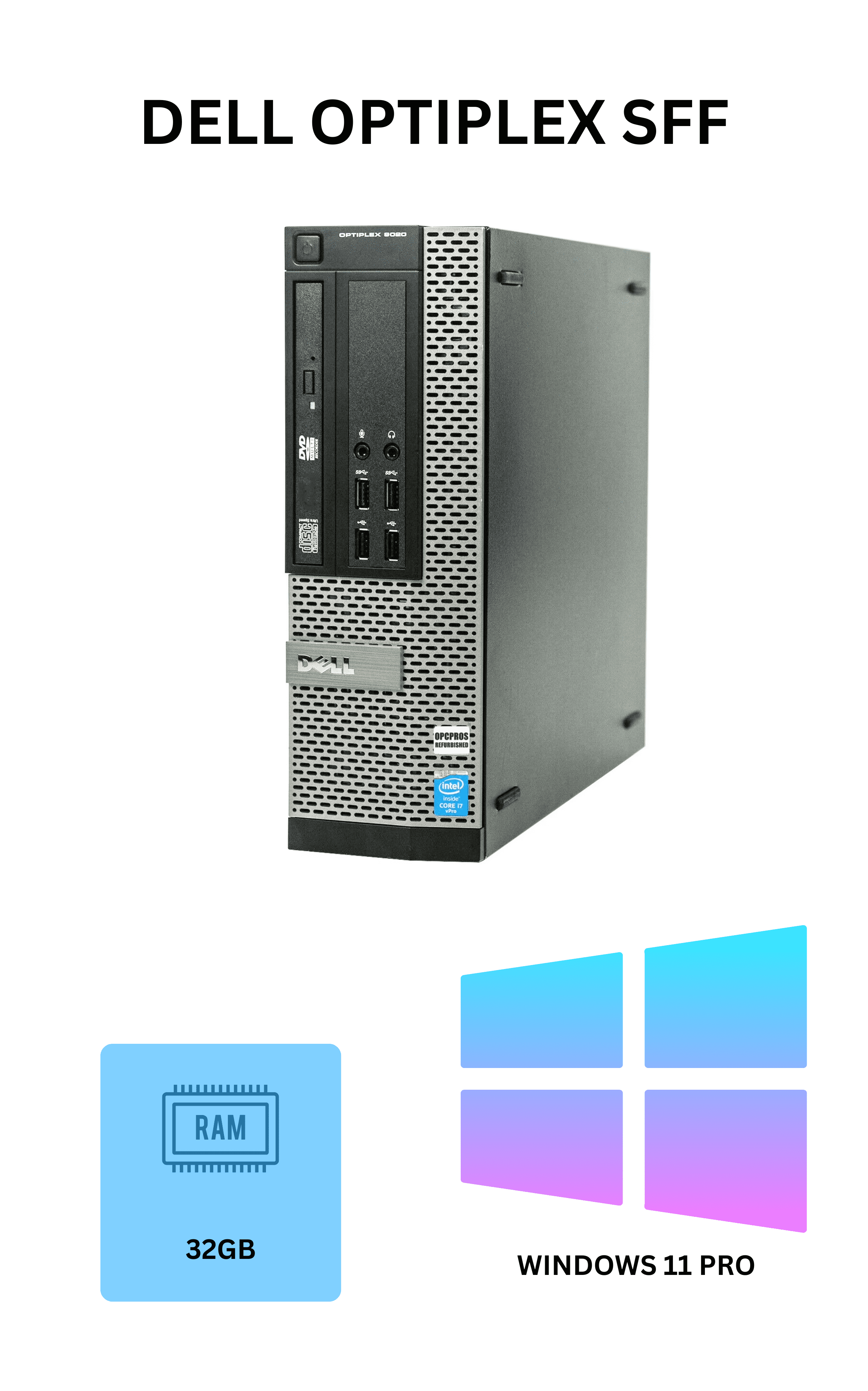 Restored Dell OptiPlex 9020 SFF Computer Desktop Intel Core i7 32GB Ram 1TB SSD Windows 11 Pro (Refurbished)