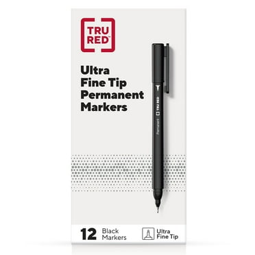 TRU RED Permanent Markers Ultra Fine Tip Black Dozen TR54534