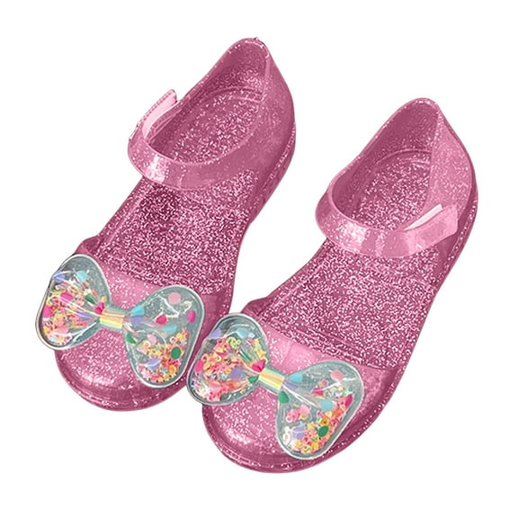 Gubotare Jelly Shoes for Toddler Girls Girls' Princess Style Jelly Sandals New Summer Non-Slip Princess Shoes (Pink,Size 12.5)