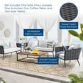 thumbnail image 5 of Modway Stance 6-Piece Aluminum & Fabric Patio Sofa Set in Gray/White, 5 of 17
