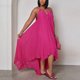 thumbnail image 3 of Gibobby Vestido Casual para Mujer Mujeres Casual Color sólido Sin mangas Chaleco hueco Dobladillo irregular Vestido largo(Rosa caliente,G), 3 of 5