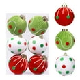 thumbnail image 2 of 3.15 inch, Red White Green Mixed Christmas Ornaments,Shatterproof Wrap Cloth Foam Christmas Ornament Balls for Xmas Christmas Tree Decoration, 6 Count, 2 of 7