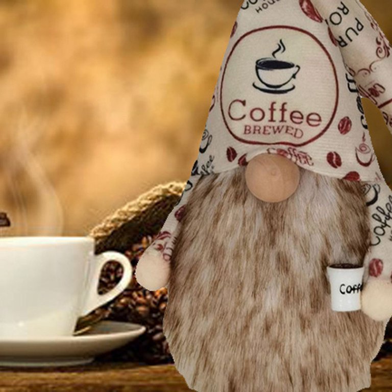 Coffee Bar Decor Coffee Gnome Farmhouse Decor Coffee Bar Accessories Tiered  Tray Decorations Rustic Elf Home Decor Handmade Swedish Tomte Gnome  Ornaments Plush Home Decorations 