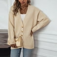 thumbnail image 2 of Idoravan Cardigan Sweaters for Women Oversized Women's Solid Color Botton Fall and Winter Long Sleeve Loose Fashion Sweater Top, 2 of 9