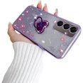 thumbnail image 1 of wonima11 Case for Galaxy S22 Ultra SM-S908U Case with Tempered-Glass Screen Protector, Cute Clear Floral Pattern Full Body Protective Phone Cover Cases for Samsung Galaxy S22 Ultra 5G (Purple Flower), 1 of 1
