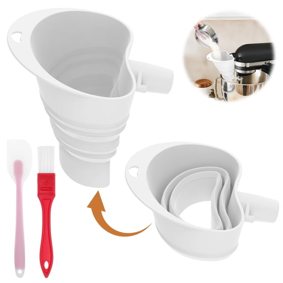 4.5–5 Qt Silicone Flour Funnel Tilt Head Stand Mixer Foldable Flour Funnel Attachment Dishwasher Safe for Kitchen Baking