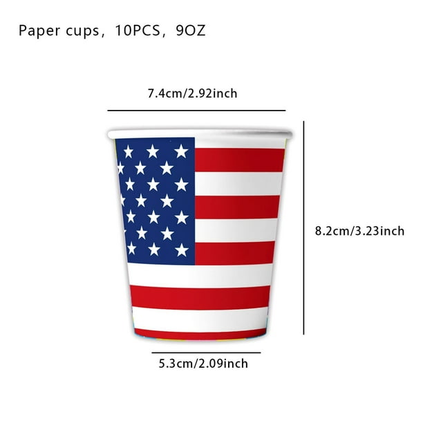 Penkiiy Juego de vajilla de la bandera de los Estados Unidos, platos desechables de la bandera estadounidense patriótica, tazas, servilletas, tenedores, cucharas