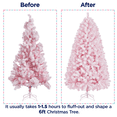 thumbnail image 4 of Yaheetech 6Ft Pre-lit Flocked Artificial Christmas Tree with Foldable Stand and Warm Lights, Pink, 4 of 8