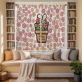 thumbnail image 2 of Easter Kitchen Curtains 63 Inch Length, Bunny Ears Spring Pink Flowers Potted Plant Rustic Tiers Curtains for Living Room Berdoom Bathroom, Light Filtering Drapes Window Treatment 2 Panels 42"Wx63"L, 2 of 8