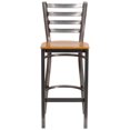 thumbnail image 3 of HERCULES Series Clear Coated Ladder Back Metal Restaurant Barstool - Natural Wood Seat, 3 of 9