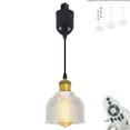 thumbnail image 1 of FSLiving Adjustable Height H Type Track Lighting Remote Control Gold Bronze Socket Striped Clear Dome Shape Glass Shade 4 Ft Dimmable Pendant Light Decorate for Plant Kitchen Island Customizable, 1 of 9