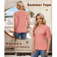 thumbnail image 2 of Tops de verano Ohhettm, elegantes e informales, mangas abullonadas, cuello en V, rosa L, 2 of 6